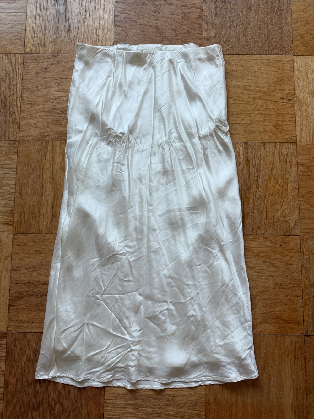 Everlane Ivory Satin Midi Slip Skirt